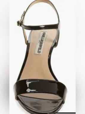 KARL LAGERFIELD PARIS Demas Sandal Black Patent - Size 7